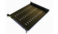 1U 19 Inch Adjustable Rack Mount Universal Shelf 350mm to 600mm Deep - Black