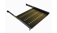 1U 19 Inch Adjustable Rack Mount Universal Shelf 350mm to 600mm Deep - Black
