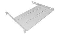 1U 19 Inch Adjustable Rack Mount Universal Shelf 250mm to 400mm Deep - Grey