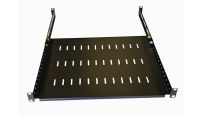 1U 19 Inch Adjustable Rack Mount Universal Shelf 350mm to 600mm Deep - Black