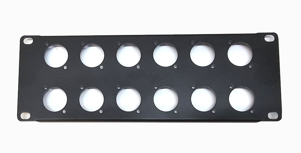 AD-TEK (Network-Cabs) 2U 10 inch Rack Panel Punched for 12x XLR Neutrik ...