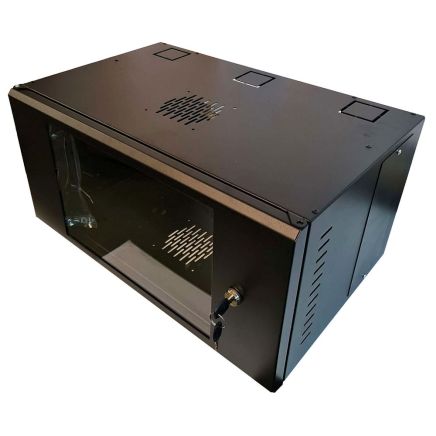 6U 19 Data Rack / Network Cabinet Fixed Front and Adjustable Rear 19 inch Rails 390mm Deep Black