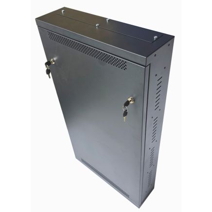 2u 19 inch Adjustable Vertical Mount / 3x 22 Way Module Dins Universal Wall Mount Enclosure-Wall Box-Cabinet - 1000 Style - Black