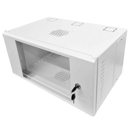 6U 19 Data Rack / Network Cabinet Fixed Front and Adjustable Rear 19 inch Rails 390mm Deep White