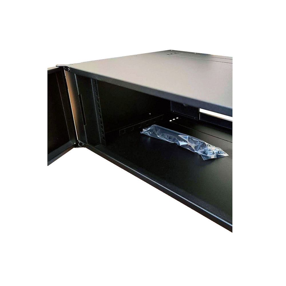 4U 19 Data Rack / Network Cabinet Fixed Front and Adjustable Rear 19 inch Rails 390mm Deep Black