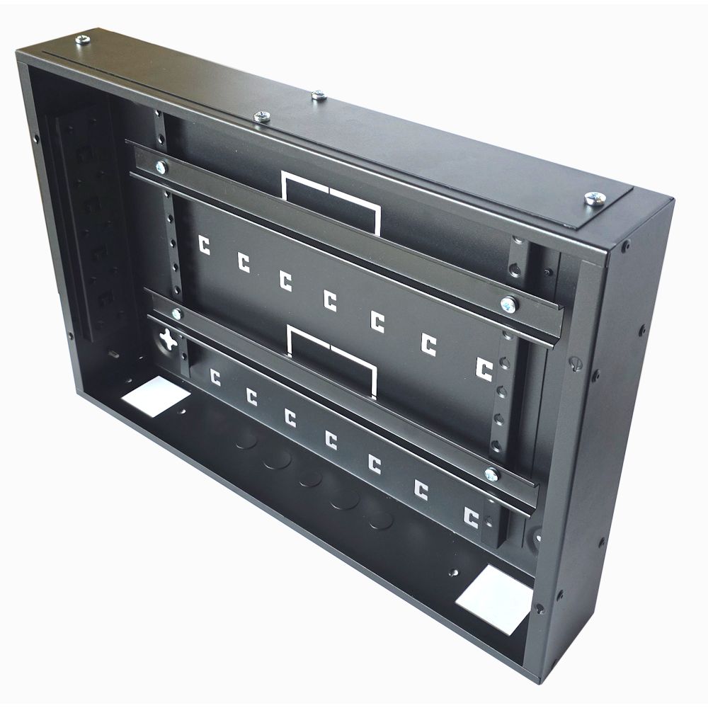 Universal Adjustable Enclosure - 2x 22 Way Module Dins / 1u Wall Box-350 Style - Black