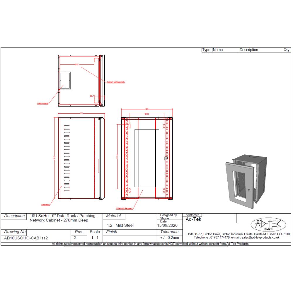 10U 10 inch SoHo Mini Data Network Cabinet-White