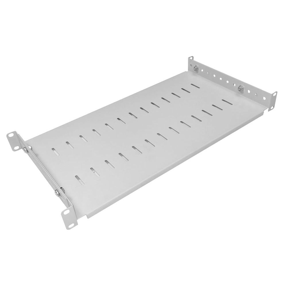 1U 19 inch Adjustable Rack Mount Shelf 250mm to 400mm Grey