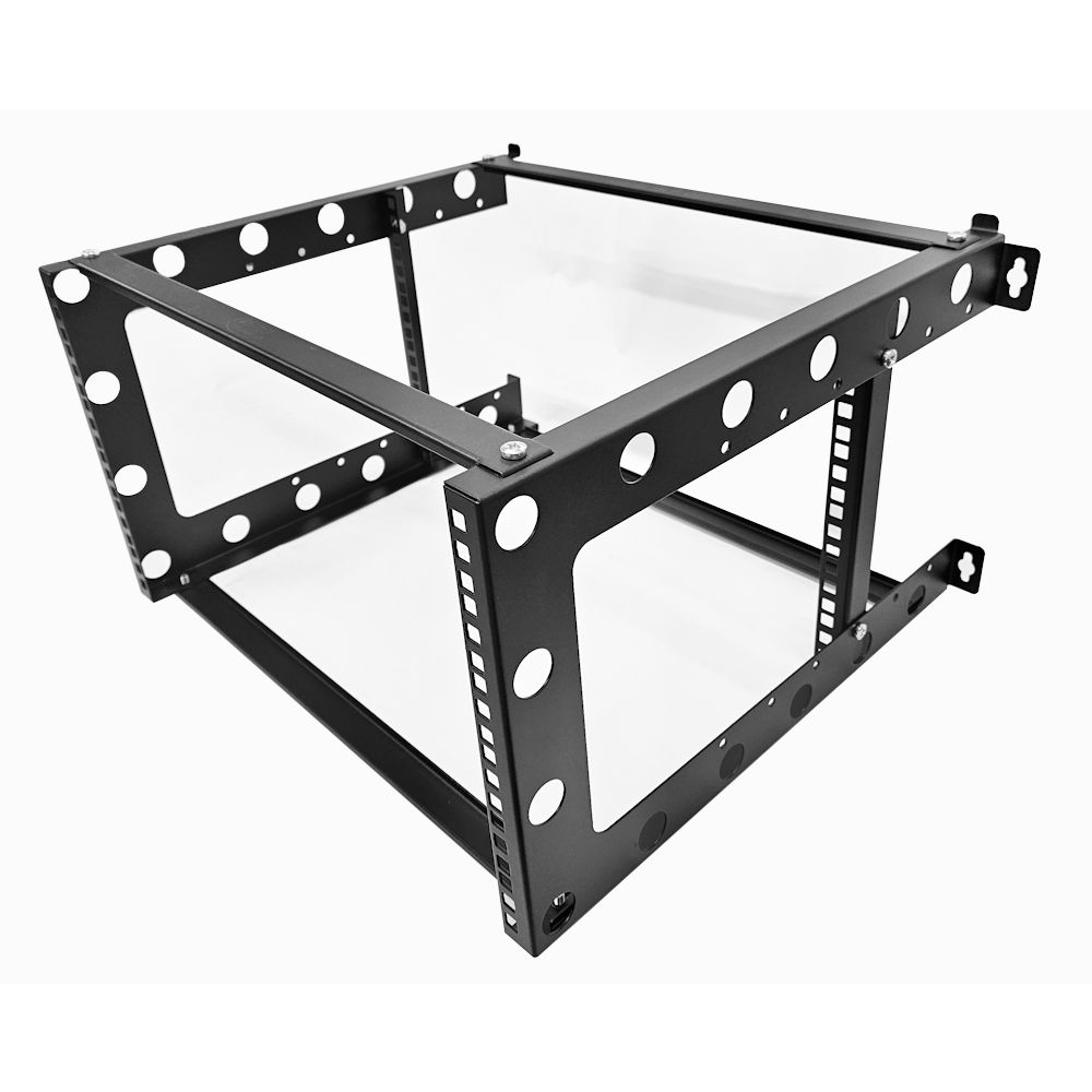 6U 19 inch 450mm Deep Internal Adjustable Rail for Open Wall Mount Frame Network/Data Rack -Black