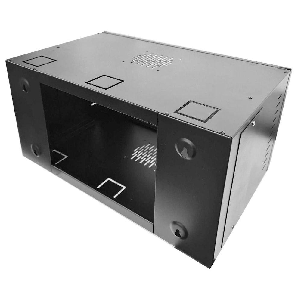 6U 19 Data Rack / Network Cabinet Fixed Front and Adjustable Rear 19 inch Rails 390mm Deep Black