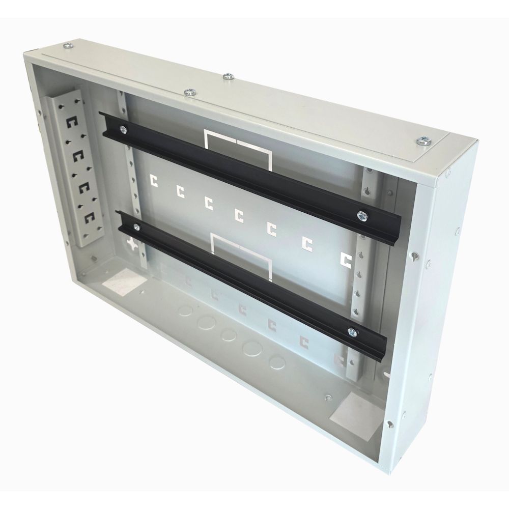 Universal Adjustable Enclosure - 2x 22 Way Module Dins / 1u Wall Box-350 Style - Grey