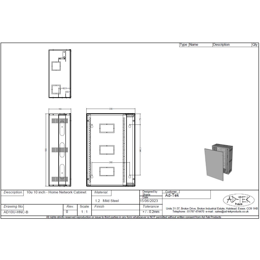 10u 10 inch SoHo Home Network Cabinet-White
