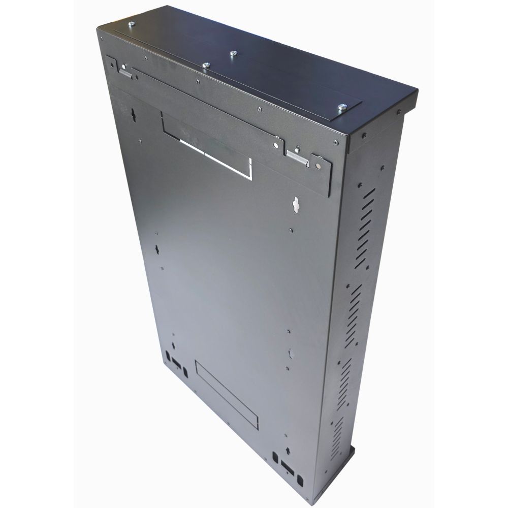 2u 19 inch Adjustable Vertical Mount / 3x 22 Way Module Dins Universal Wall Mount Enclosure-Wall Box-Cabinet - 1000 Style - Black