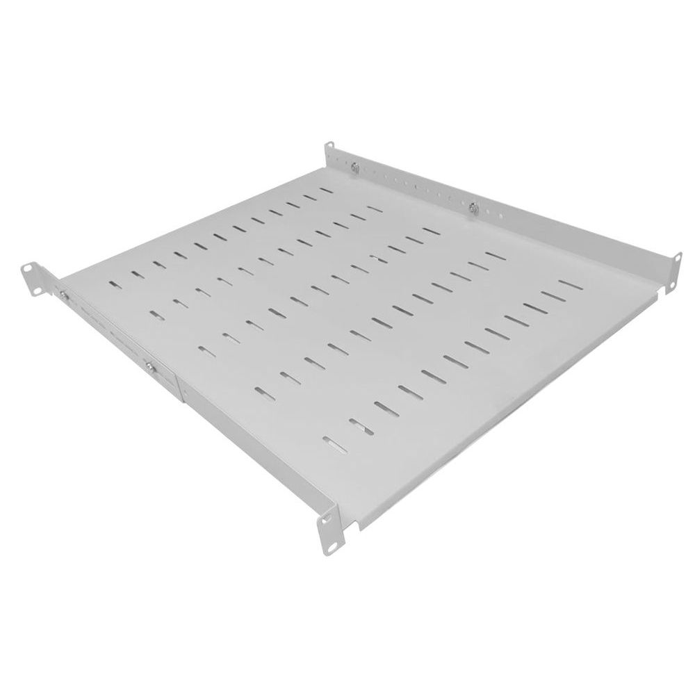 1U 19 inch Adjustable Rack Mount Shelf 550mm to 800mm Grey