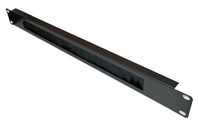 1U 19 inch Cable Tidy Brush Strip Panel Black