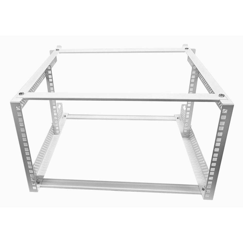 6U 19 inch 450mm Deep Internal Adjustable Rail for Open Wall Mount Frame Network/Data Rack -White