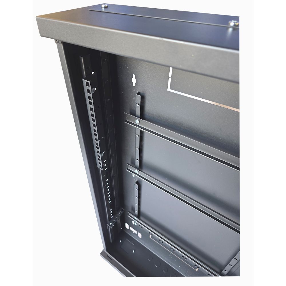 2u 19 inch Adjustable Vertical Mount / 3x 22 Way Module Dins Universal Wall Mount Enclosure-Wall Box-Cabinet - 1000 Style - Black