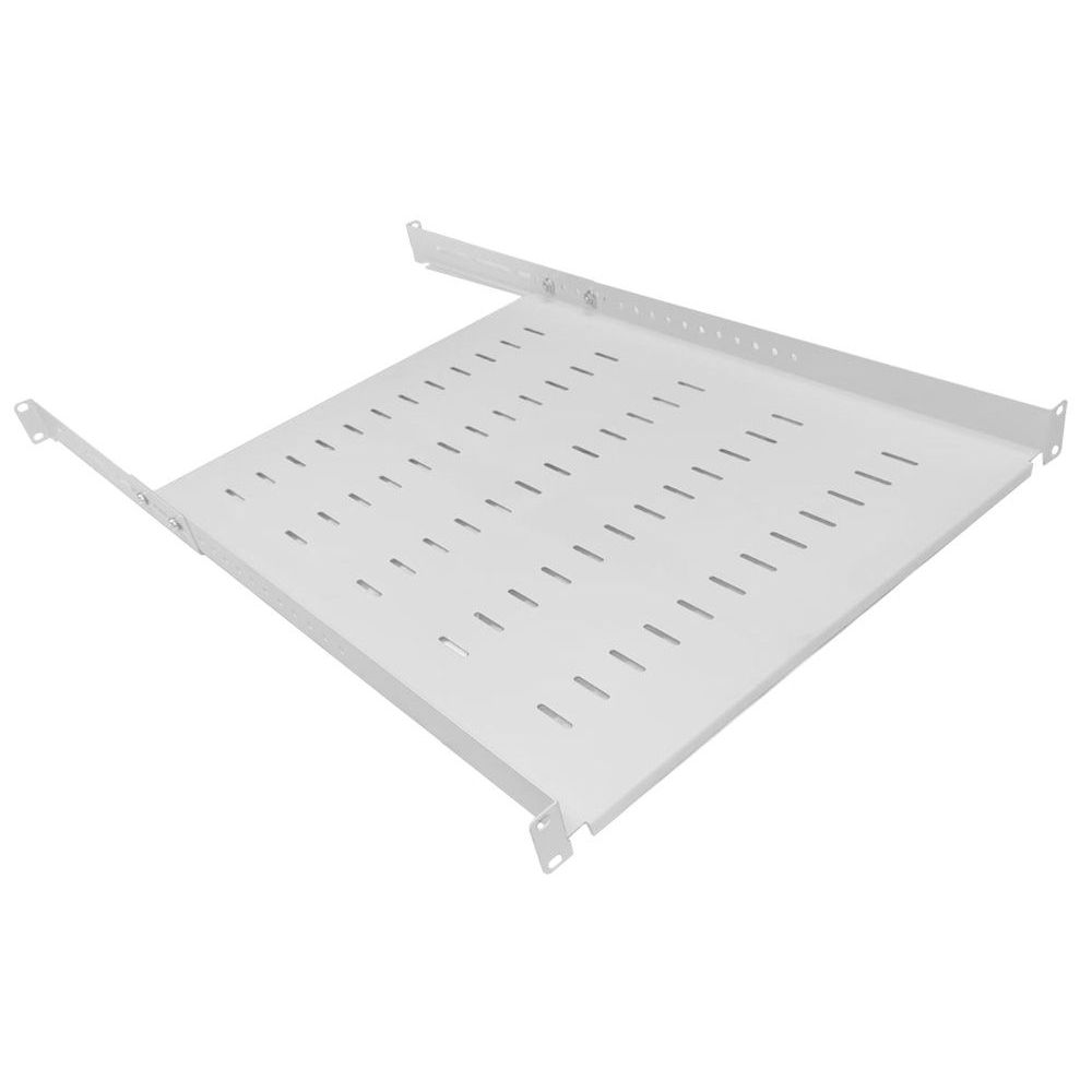 1U 19 Inch Adjustable Rack Mount Universal Shelf 550mm to 800mm Deep  - Grey