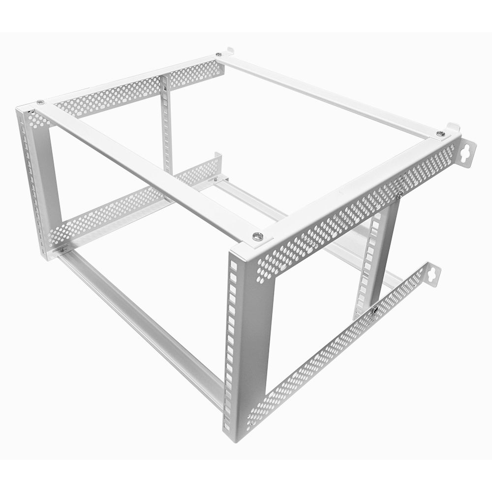 6U 19 inch 450mm Deep Internal Adjustable Rail for Open Wall Mount Frame Network/Data Rack -White