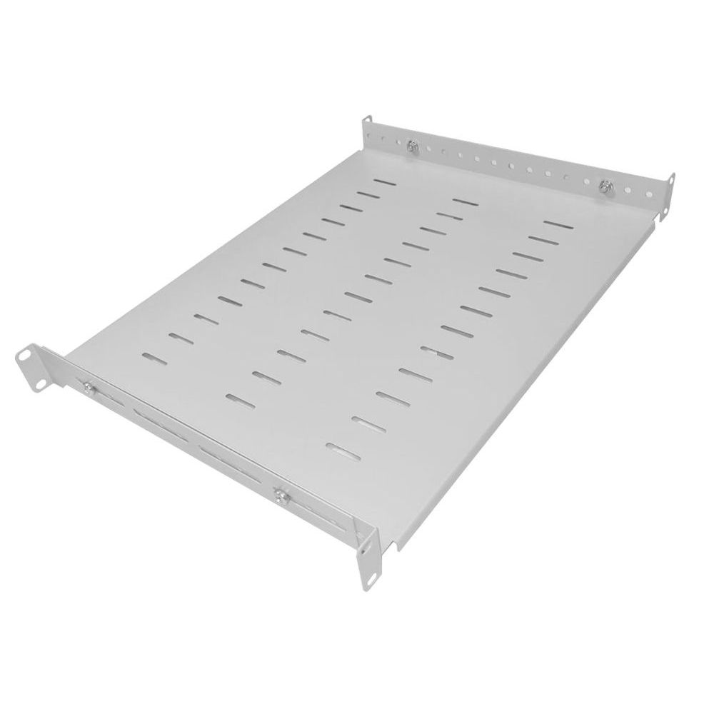 1U 19 inch Adjustable Rack Mount Shelf 350mm to 600mm Grey