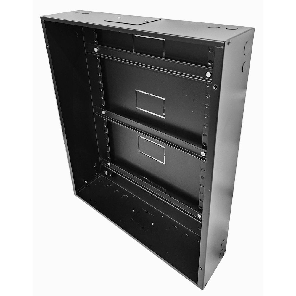 DIN Rail Metal Enclosure / Wall Cabinet-600 Style (3x 22 Module Dins)-Black