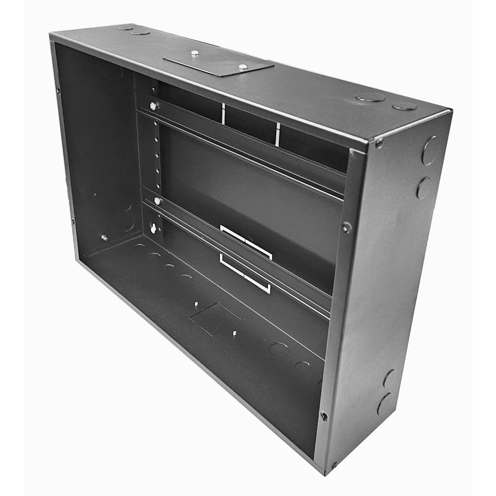 DIN Rail Metal Enclosure / Wall Cabinet-600 Style (3x 22 Module Dins)-Black