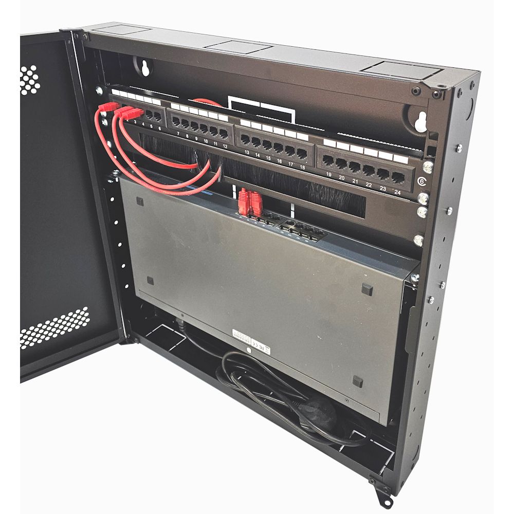 1U 19 Low Profile Vertical Wall Mount Network Cabinet 500 Style