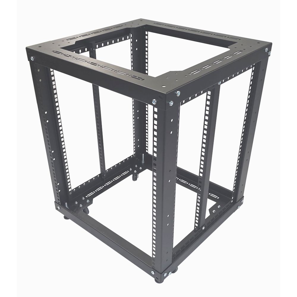 20u 4 Post Open Frame Rack - 19 inch - Heavy Duty - 500mm Deep - Black