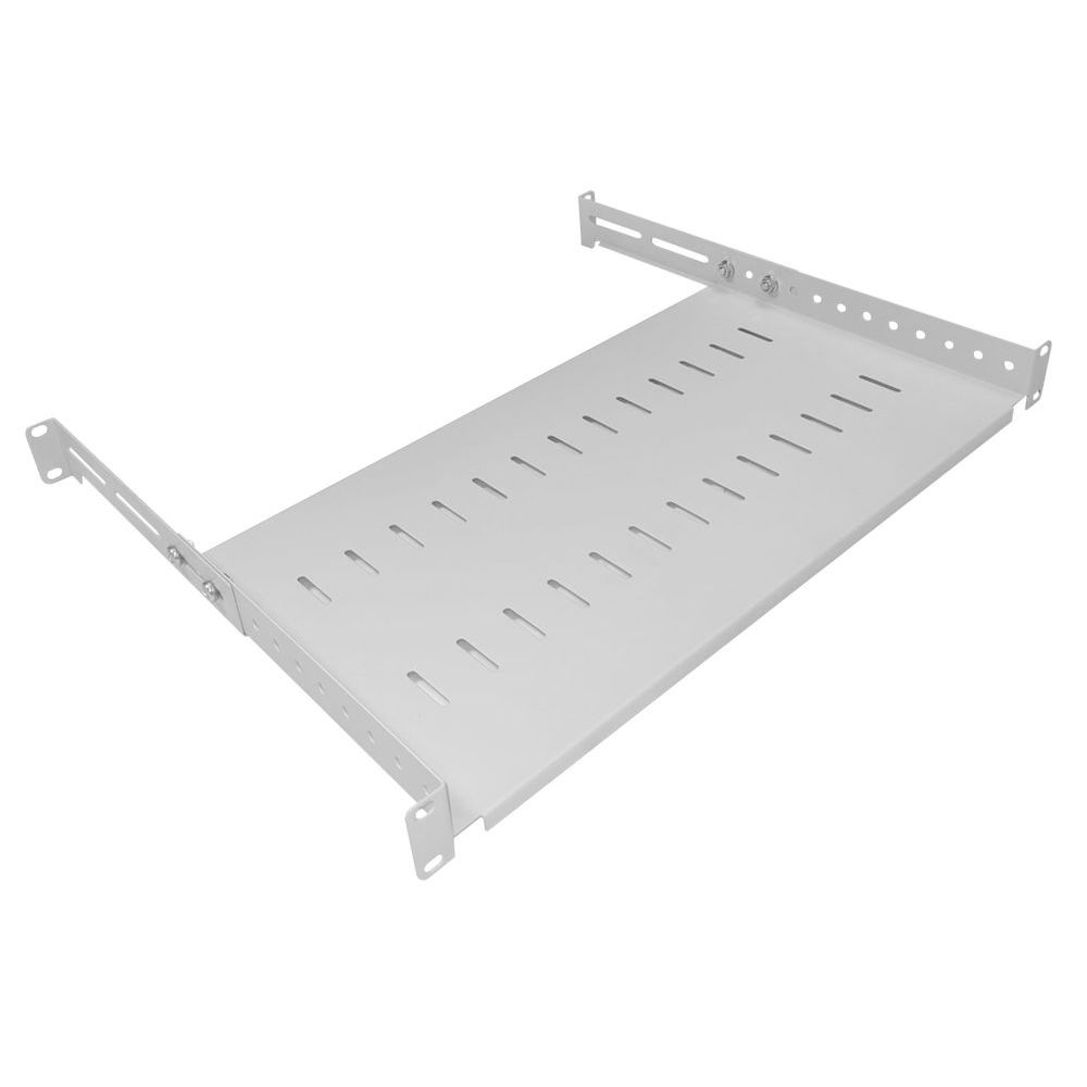 1U 19 inch Adjustable Rack Mount Shelf 250mm to 400mm Grey