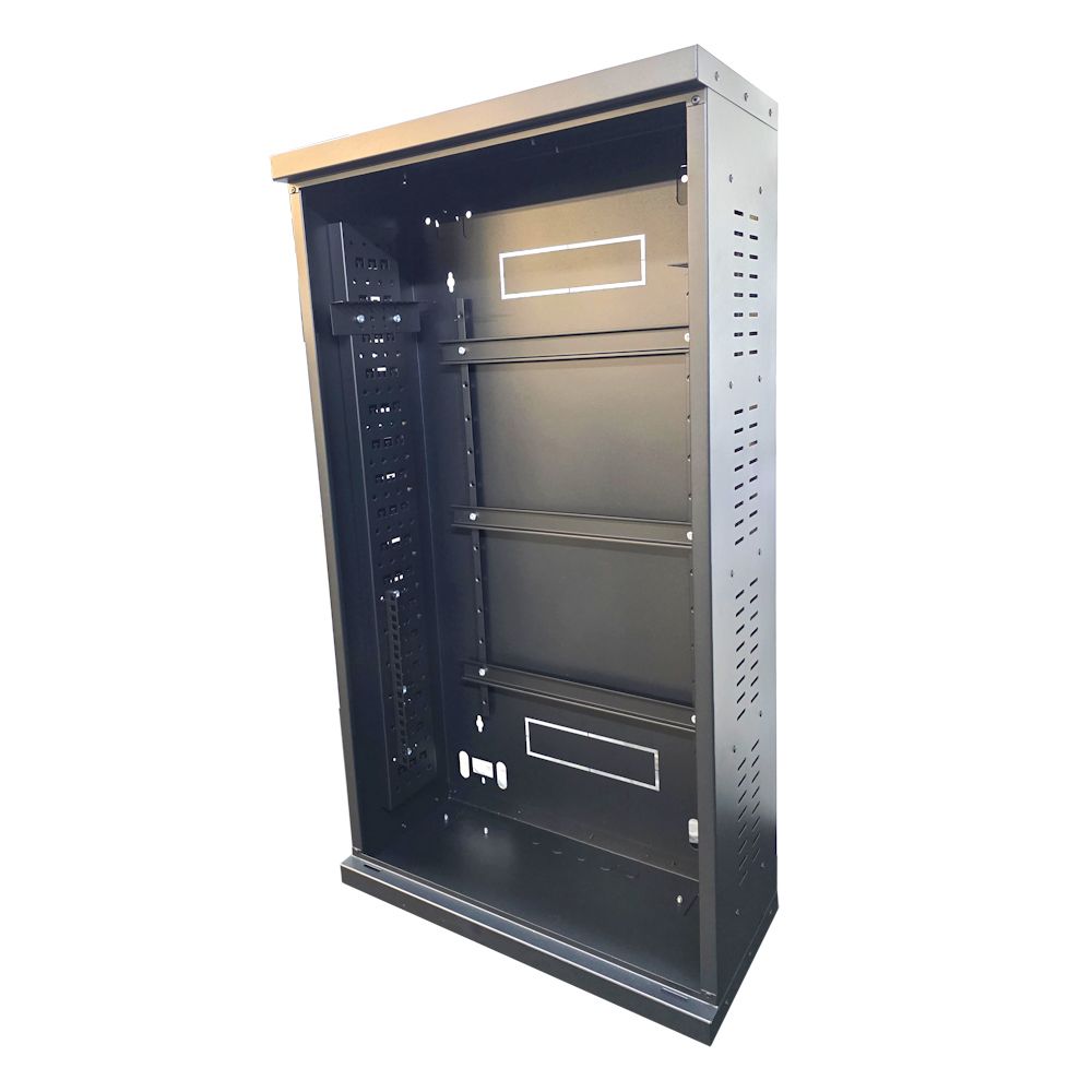 4U 19" Mounting or DIN Mounting - Adjustable Low Profile Vertical Mount - Wall Mount Network / Server Cabinet 1000mm Deep-Black