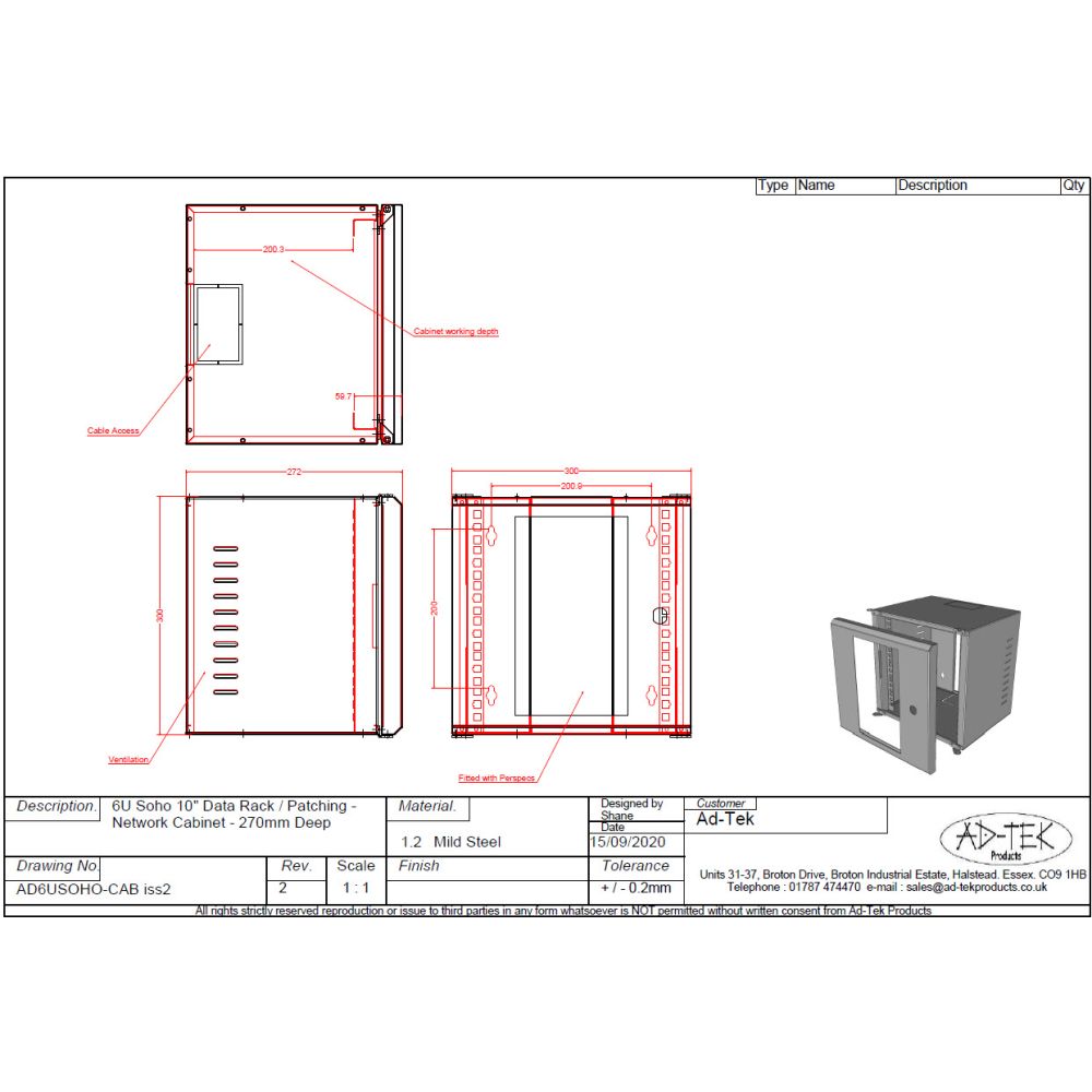 6U 10 inch SoHo Mini Data Rack Network Cabinet