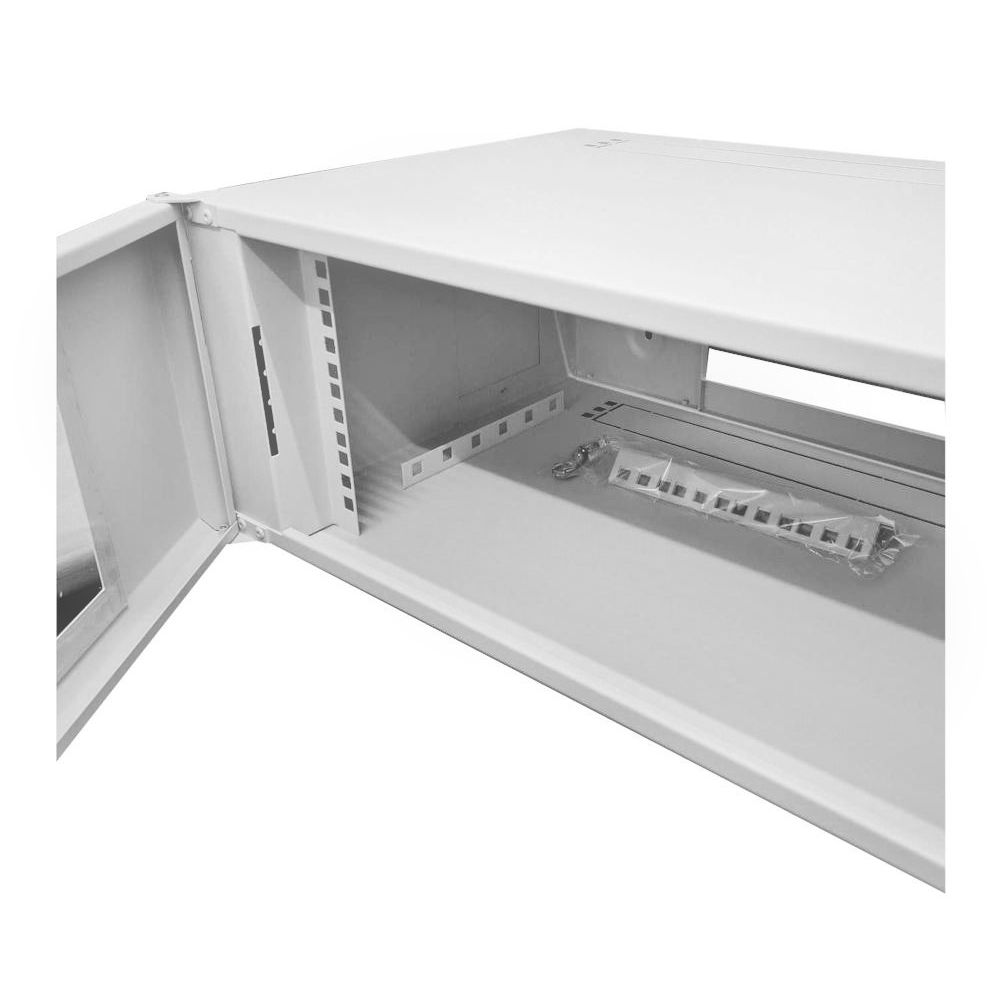 4U 19 Data Rack / Network Cabinet Fixed Front and Adjustable Rear 19 inch Rails 390mm Deep Grey