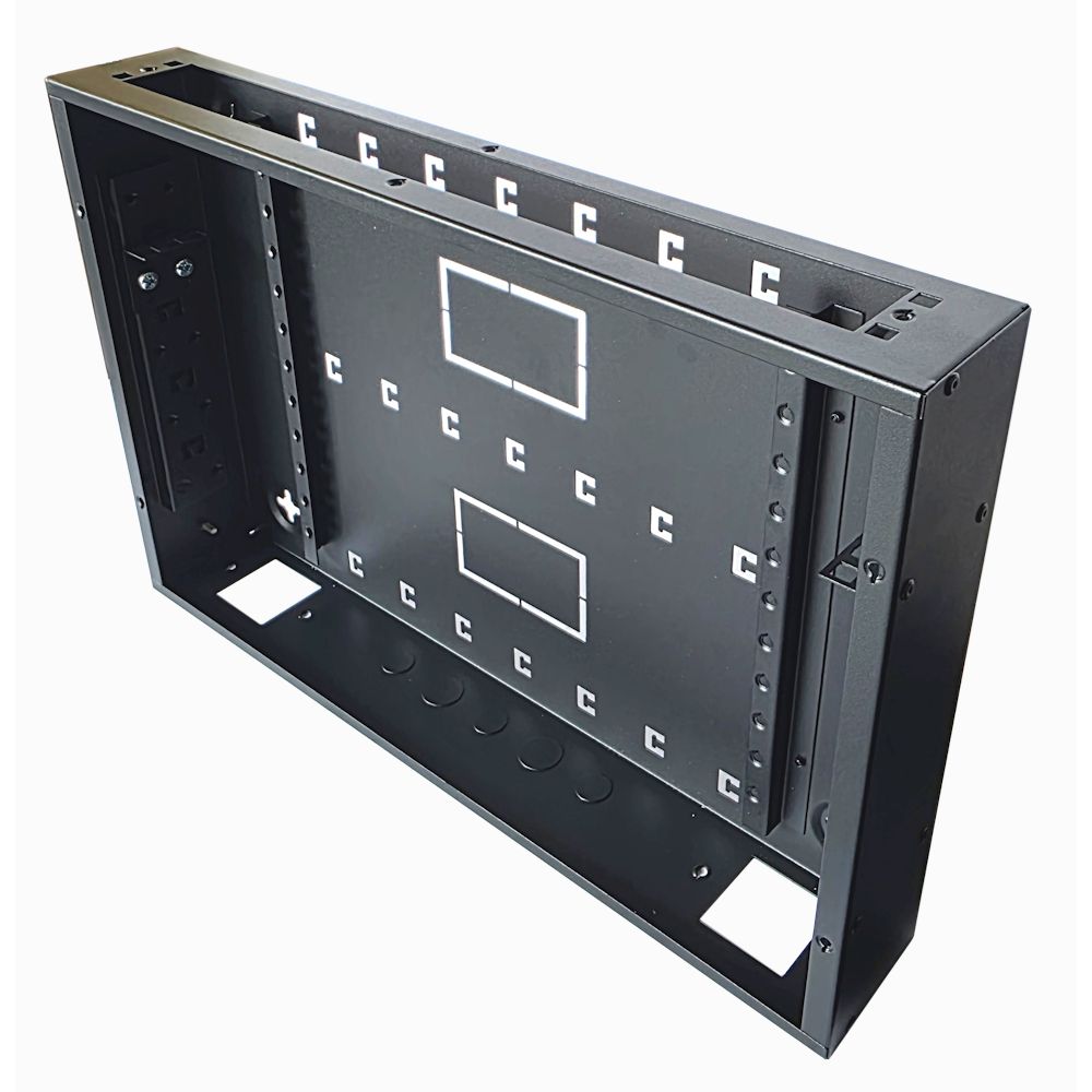Universal Adjustable Enclosure - 2x 22 Way Module Dins / 1u Wall Box-350 Style - Black