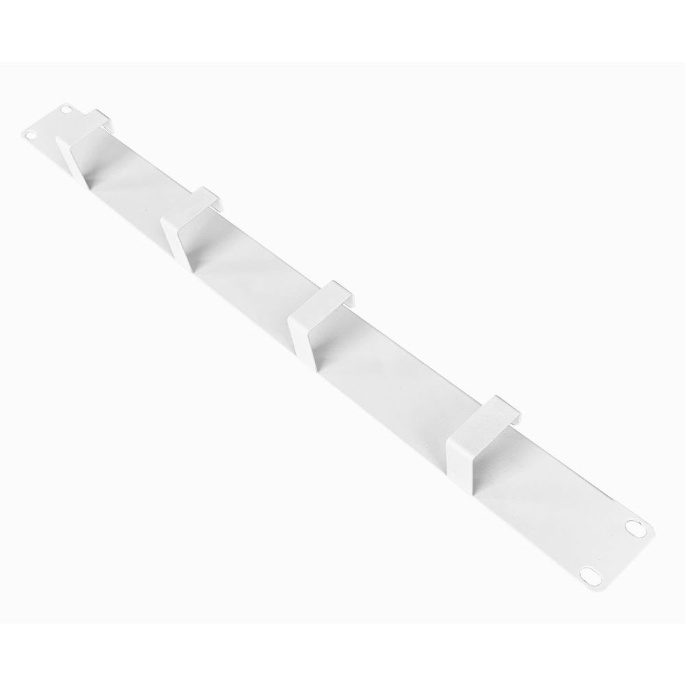 1U 4 Ring Horizontal Low Profile Cable Tidy Management Panel White