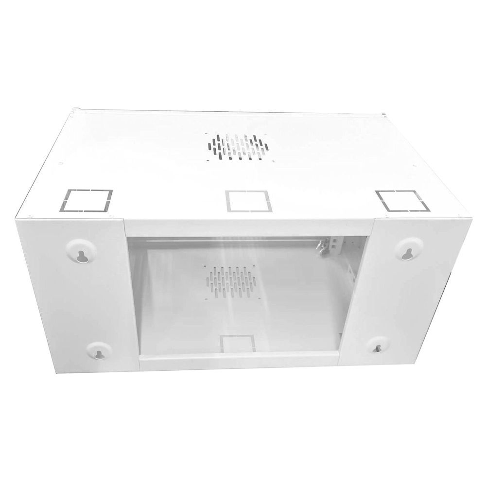 6U 19 Data Rack / Network Cabinet Fixed Front and Adjustable Rear 19 inch Rails 390mm Deep White