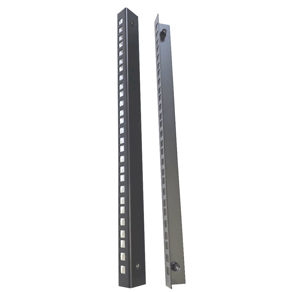 12u 4 Post Open Frame Floor Rack - 19 inch Internal Mounting Rail -Black(Per Set)