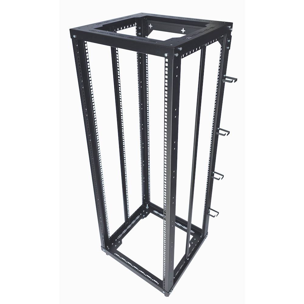 30u 4 Post Open Frame Floor Rack - 19 inch Internal Mounting Rail -Black(Per Set)