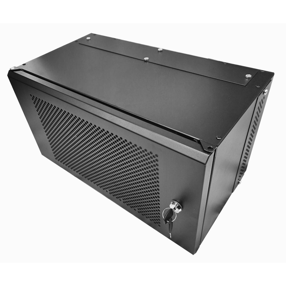 6U 19 inch Perforated Adjustable Data Cabinet Rack / Patching Network Cabinet 300mm Deep Black